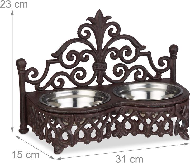 Actual product image Relaxdays Antique-Style Dog Feeder Bar (0.30 l)