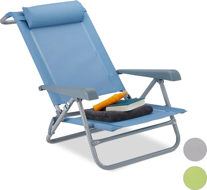 Image du produit Relaxdays Chaise de plage pliante avec repose-tête