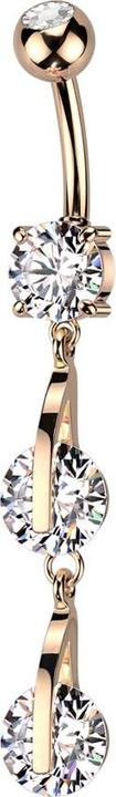 Immagine prodotto Star Piercing Banana in oro rosa con due sfere di cristallo catena pendente in argento due cristalli (Ottone, Acciaio chirurgico 316L)