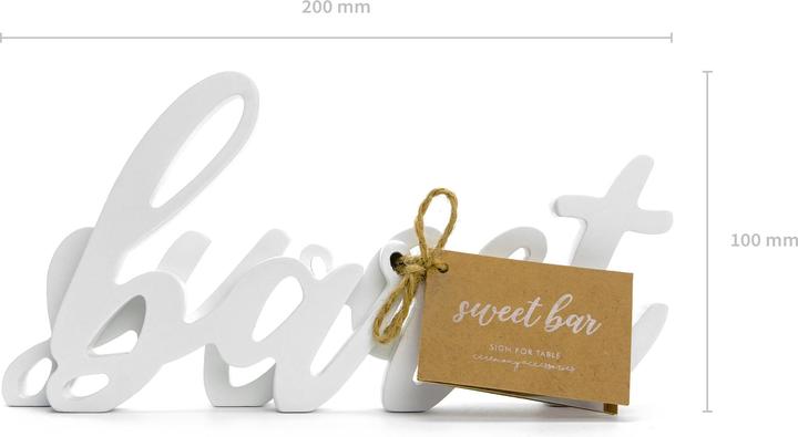 Productafbeelding Partydeco Party Accessoire Houten Zoethouder 37 x 10 cm, Wit