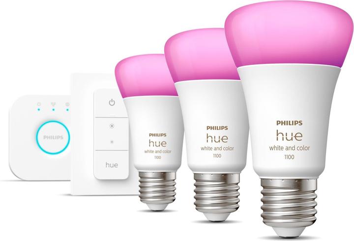 Philips Hue White & Color Ambiance BT Starter-Set (E27, 9 W, 1100 lm, 3 x, F)
