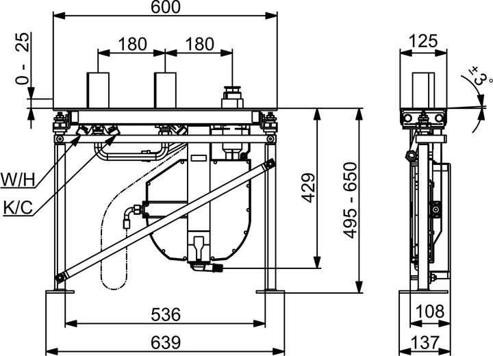 Actual product image Hansa Hansacompact concealed installation body for bath mixer, 3-hole, 600 mm, 53010300