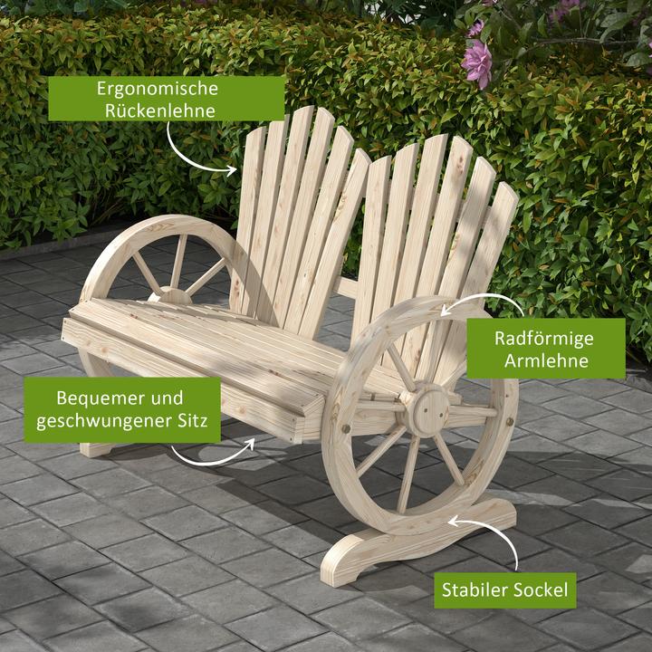 Produktbild Outsunny Gartenbank im Wagenrad-Design