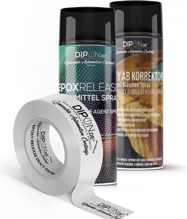 Dipon Zubehör Set, Epoxidharz giessen: Trennband, Trennmittel- & Anti-Blasen-Spray