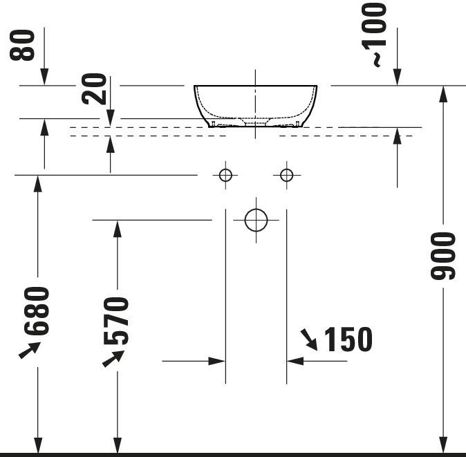 Actual product image Duravit Sivida countertop washbasin, angular, 300x300mm, without tap hole, without overflow (300 mm, 300 mm)