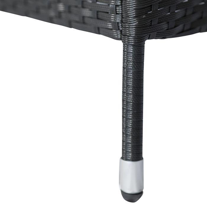 Image du produit Swisshandel24 Banc de jardin en poly rotin Canapé de jardin Banc avec table 2 places Acier noir L133xP63xH84cm