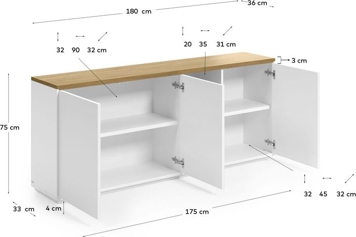 Image du produit Kave Home Abilen (180 x 36 x 75 cm)