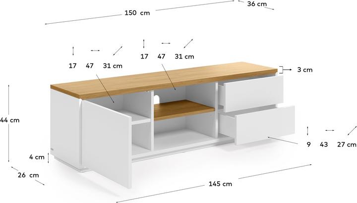 Image du produit Kave Home Abilen (150 x 44 x 36 cm)