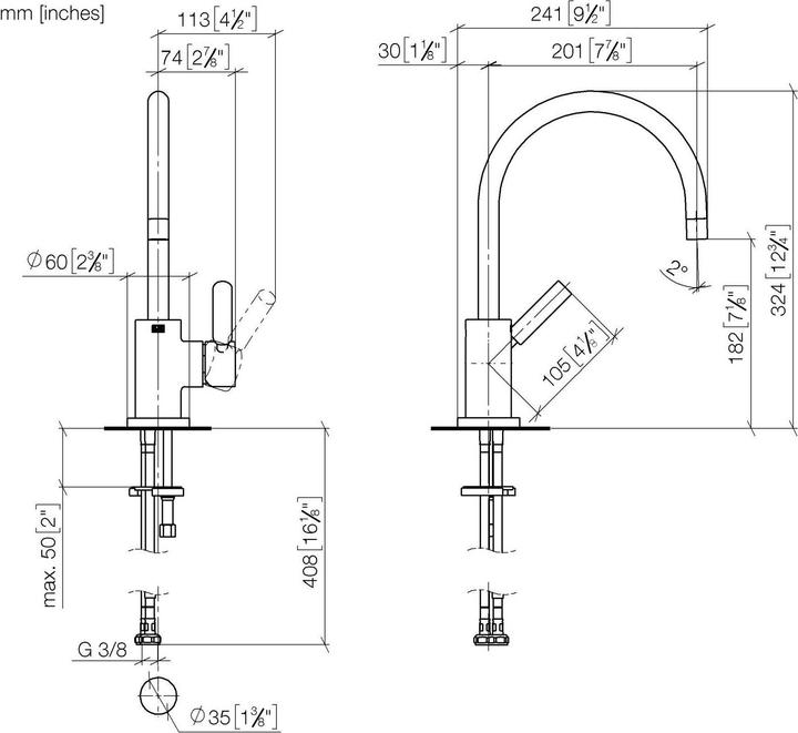 Image du produit Dornbracht Cuisine - Tara Classic Douche de rinçage, douchette professionnelle, mitigeur, saillie 2