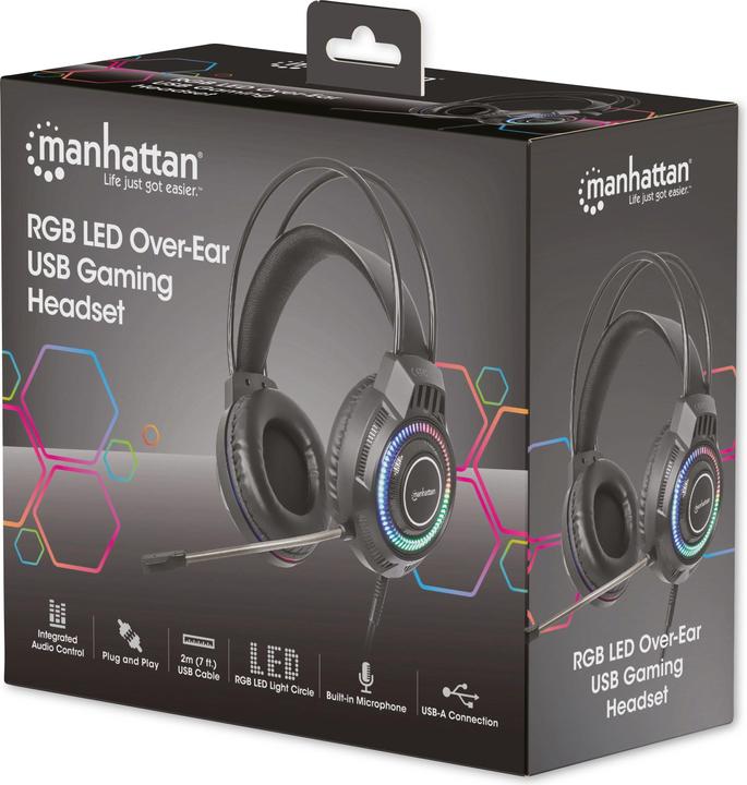 Actual product image Manhattan RGB LED Over-Ear USB Gaming Headset (Cable)