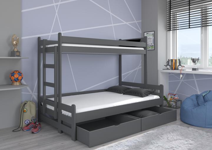 Image du produit ADRK Furniture Lit superposé triple avec matelas BENITO 200x80 (200 x 80 cm)