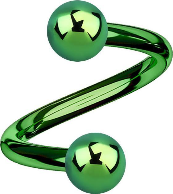Produktbild Star Piercing Micro Spirale grün mit zwei Kugeln (ohne Messing, Titan G23)