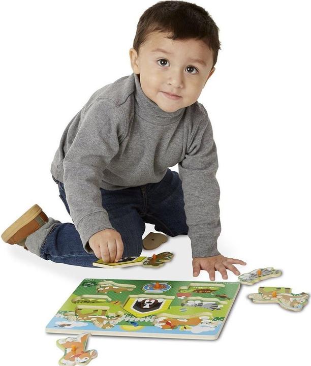 Actual product image Melissa & Doug Puzzle Bois Bouton Animaux Domestiques (Fr-De-En-Es) (8 pieces)