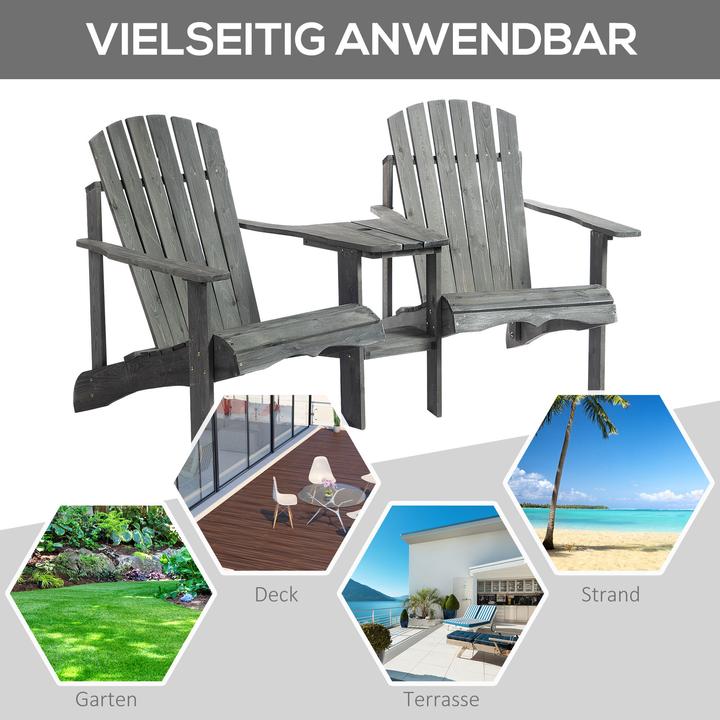 Actual product image Outsunny Garden Bench with Table and Umbrella Hole