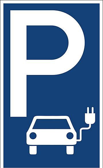 Image du produit kaiserkraft Indicateur d'espace de stationnement, plastique, P / véhicule électrique, LxH 150 x 250 mm.