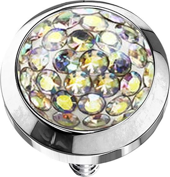 Actual product image Star Piercing Dermal Anchor crystal dome multicolour epoxy protective coating (without brass, Surgical steel 316L)