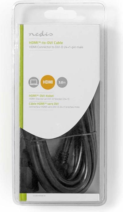 Produktbild Nedis Kabel HDMI-DVI Anschluss HDMI I - DVI-D Stecker 24+1 P (3 m, HDMI)