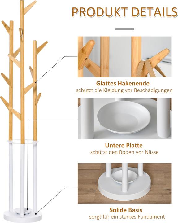 Immagine prodotto Homcom Appendiabiti con 13 ganci, portaombrelli moderno