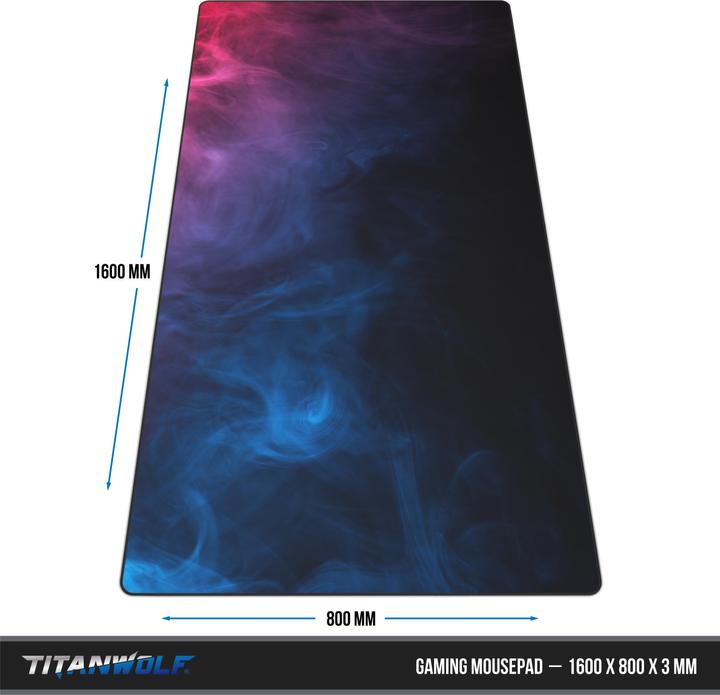 Actual product image Titanwolf Gaming mouse pad, XXXL speed gaming mouse mat, mouse pad extra large surface of 1600 x 800mm, Smoke (XXL)