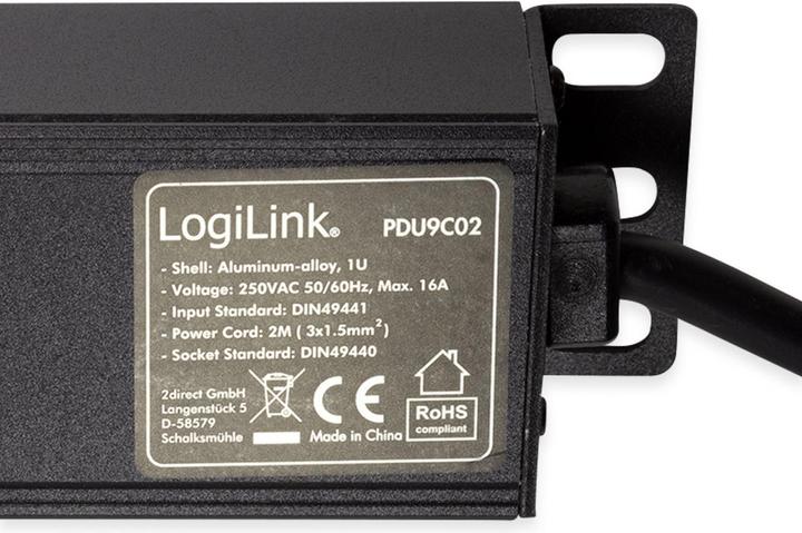 Actual product image LogiLink Socket strip (9 x, CEE 7/7, 2 m)