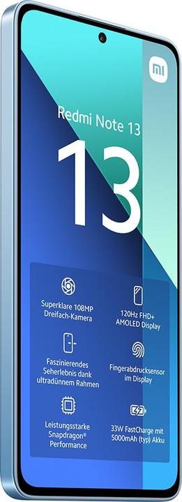 Actual product image Xiaomi Redmi Note 13 (128 GB, Ice Blue, 6.67", Hybrid Dual SIM, 108 Mpx, 4G)