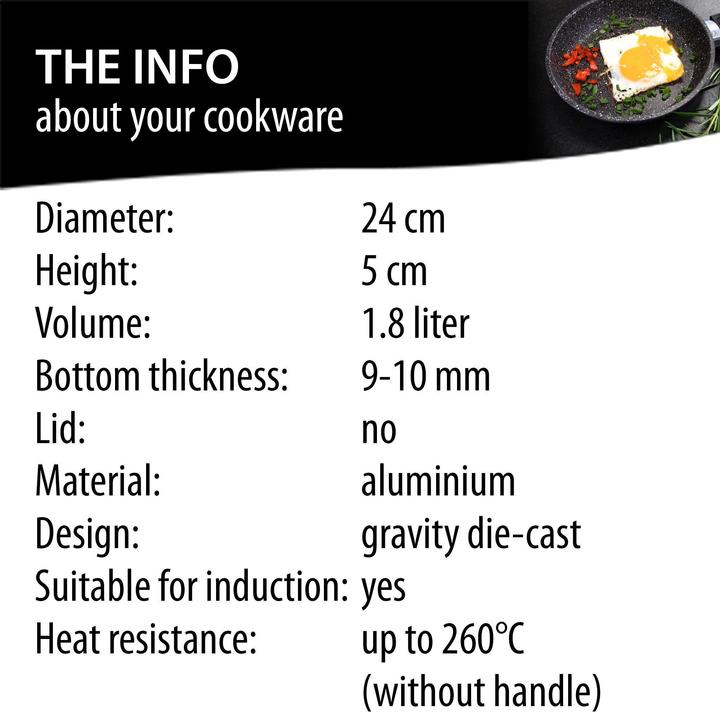 Actual product image Stoneline Made in Germany Bratpfanne, 24 cm, Kokillenguss, mit abnehmbarem Griff (Frying pan, Aluminium)