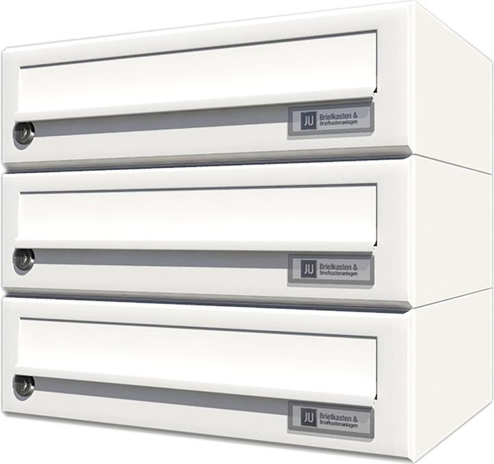 Actual product image Junie JU in-house mailbox system, 3-part, 375 x 330 x 280 mm, steel white RAL 9016