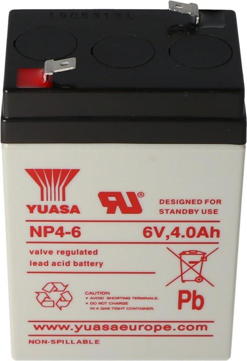 Actual product image Yuasa Akku NP4-6, Faston 4,8mm (6 V, 4 Ah)