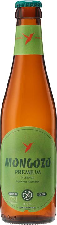 Actual product image Mongozo Premium is an organic, Fairtrade and gluten-free Pils. (24 x 33 cl)