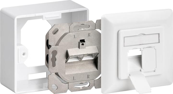 Image du produit Goobay Prise universelle CAT 6 avec cadre de montage en surface 2x prise réseau RJ45 blindée
