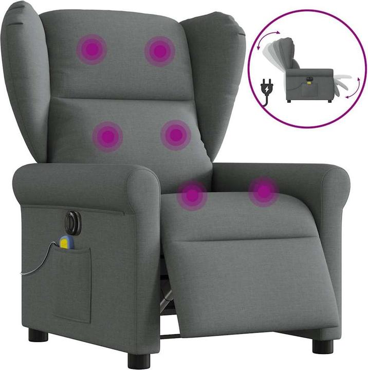 Immagine prodotto VidaXL Sedia da massaggio elettrica in tessuto grigio scuro
