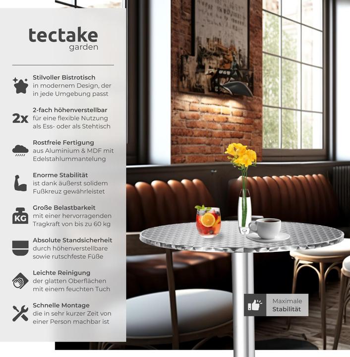 Immagine prodotto tectake tavolo da bistrot (Ø 60 x 114 cm)