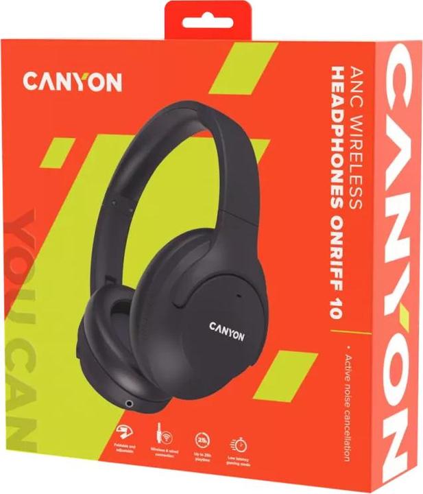 Actual product image Canyon OnRiff 10, Bluetooth headset,with microphone,with Active Noise Cancellation function (ANC, 25 h, Wireless, Cable)