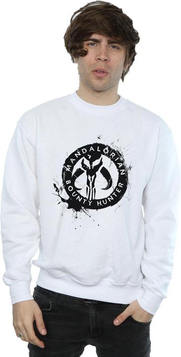 Actual product image Star Wars Mens The Mandalorian Bounty Hunter Splatter Skull Sweatshirt (L)