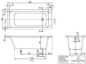 Actual product image Villeroy & Boch Rectangular bathtub Omnia Architectura 70 x 160 cm alpine white smooth (235 l, 160 cm, 70 cm)