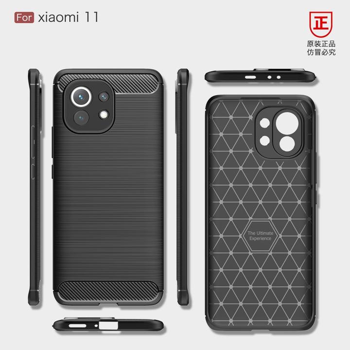 Image du produit Cover-Discount Xiaomi Mi 11 - Étui en caoutchouc aspect carbone métallique noir (Xiaomi Mi 11)