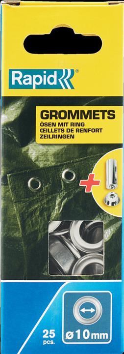 Actual product image Rapid Eyelets with ring 10x21mm 25 pieces + insertion tool