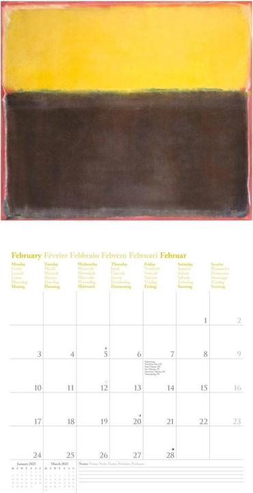 Actual product image Neumann N NEUMANNVERLAGE - Mark Rothko 2025 brochure calendar, 30x30cm, wall calendar with illustrations of (30 x 30 cm, Hardcover, German)