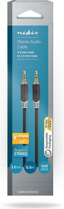 Immagine prodotto Nedis Cavo audio con spina jack stereo da 3,5 mm (0.50 m, Connettore da 3,5 mm (AUX))
