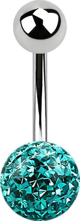 Image du produit Star Piercing Banane argentée avec boule et cristal boule turquoise époxy de protection (Acier chirurgical 316L)