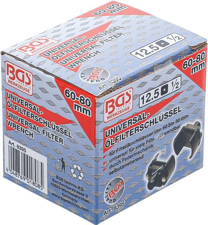 Image du produit BGS Pince à filtre à huile universelle | 12.5 mm (1/2") Drive | Ø 60 - 80 mm
