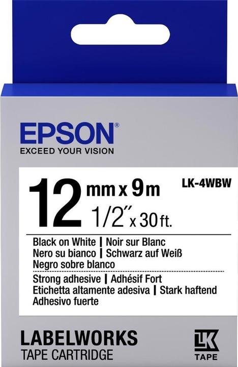 Epson Label cassette LK-4WBW (1.20 cm, Black, White)