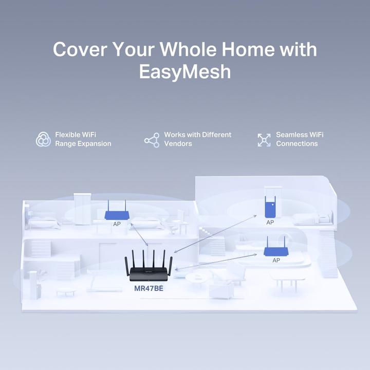 Actual product image Mercusys WRL ROUTER 9300MBPS/4PORT MR47BE