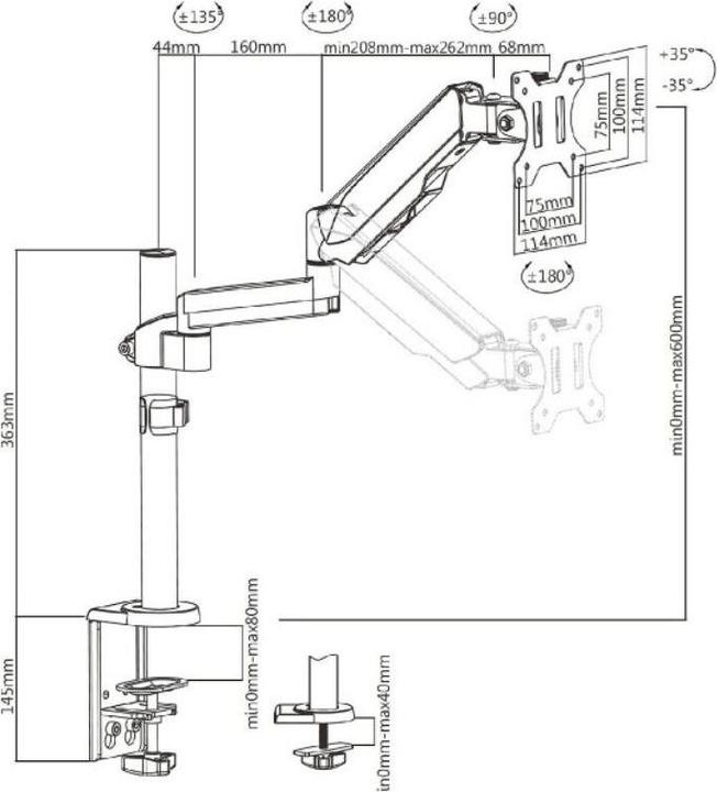 Actual product image Maclean MC-775 flat screen table mount (32 inch) clamp (Table, 32")