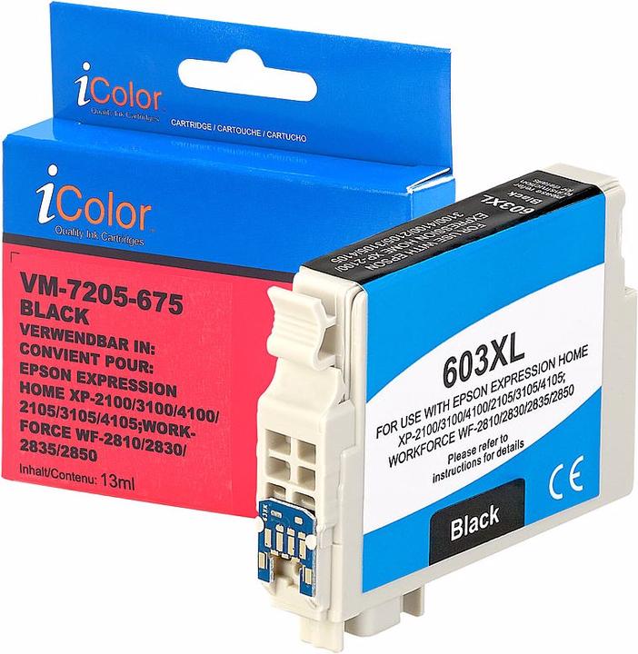 Image du produit IColor Cartouche d'encre pour imprimante Epson (remplace C13T03A14010 / 603XL), black (CF)
