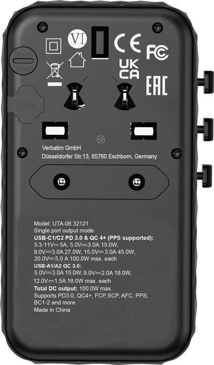 Actual product image Verbatim Universal travel adapter