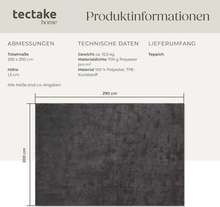 Produktbild tectake Kurzflorteppich Soft Zone (200 x 290 cm)