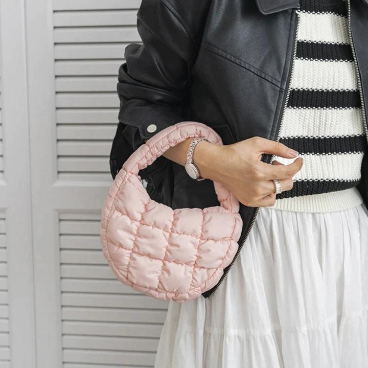 Immagine prodotto Only-Bags.Store Mini borsa trapuntata Circle Phone Purple Elegante Viola Morbido Nylon Imbottito