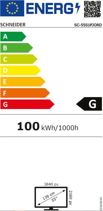 Energie-Label Schneider SC-55 S1 Fjord 55 Zoll 4K UHD TV (55", LED, 4K)