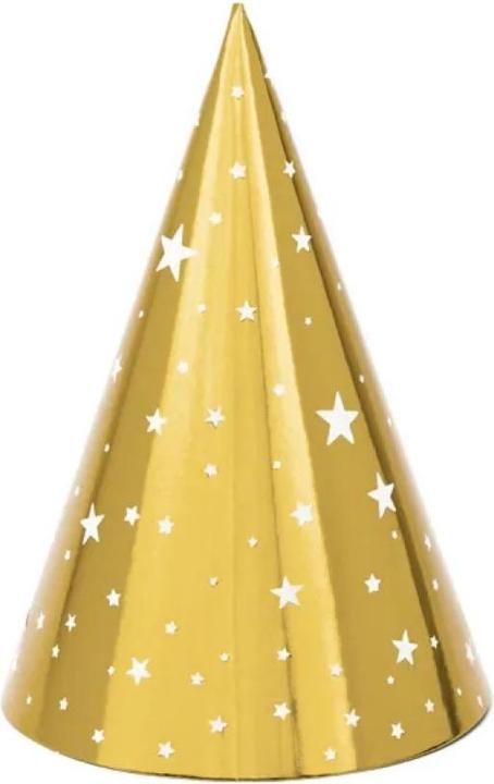 Actual product image Partydeco Party hats Stars, gold, 16cm (1 pkt / 6 pc.)